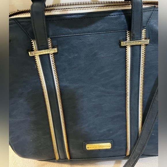 Steve Madden exposed double zip da gel in navy/white - Picture 3 of 6